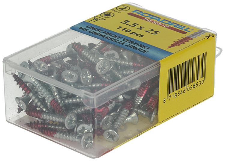 Rotadrill 1039795 - Universalschraube VK PZD VZ 3,5x25mm (110) | 6 Stück
