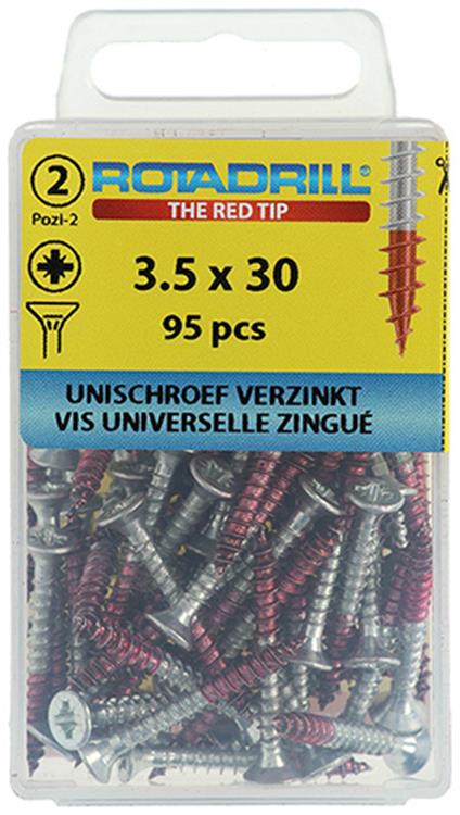Rotadrill 1039796 - Universalschraube VK PZD VZ 3,5x30mm (95) | 6 Stück