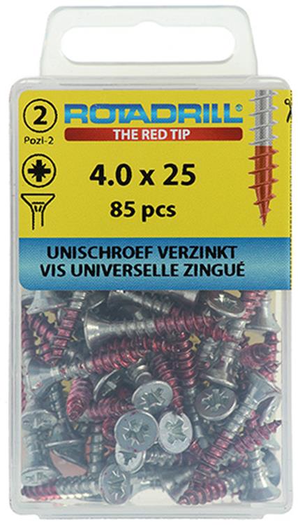 Rotadrill 1039799 - Universalschraube VK PZD VZ 4,0x25mm (85) | 6 Stück