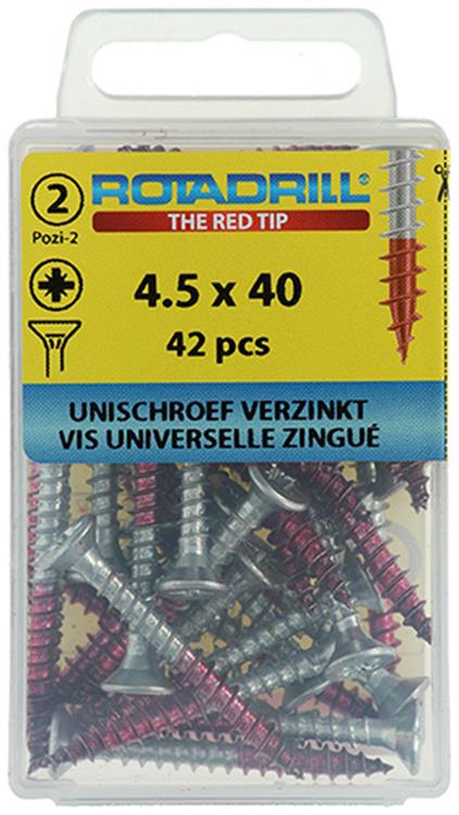 Rotadrill 1039803 - Universalschraube VK PZD VZ 4,5x40mm (42) | 6 Stück