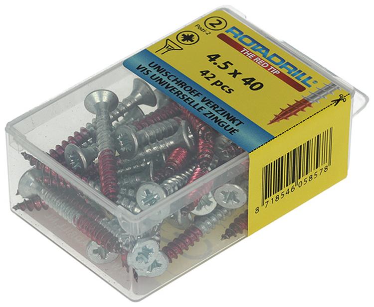 Rotadrill 1039803 - Universalschraube VK PZD VZ 4,5x40mm (42) | 6 Stück