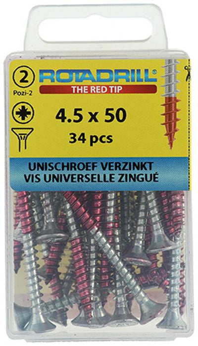 Rotadrill 1039804 - Universalschraube VK PZD VZ 4,5x50mm (34) | 6 Stück