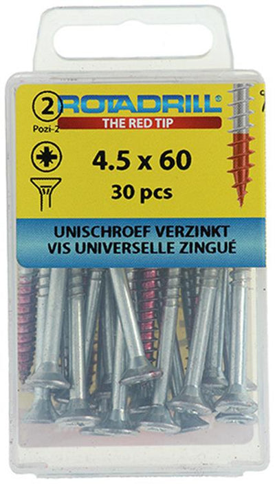 Rotadrill 1039805 - Universalschraube VK PZD VZ 4,5x60mm (30) | 6 Stück