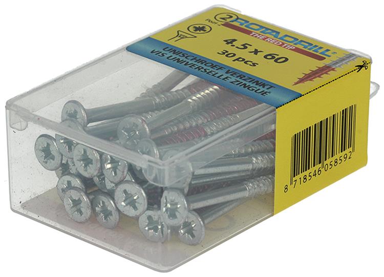 Rotadrill 1039805 - Universalschraube VK PZD VZ 4,5x60mm (30) | 6 Stück