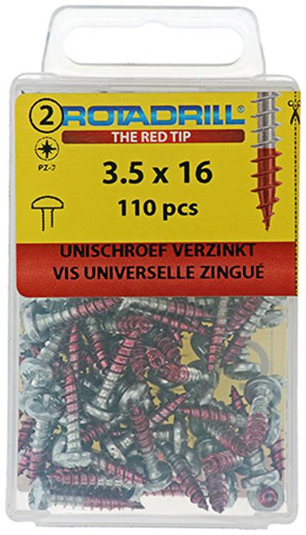 Rotadrill 1039826 - Universalschraube ck pzd vz 3,5x16mm (110) | 6 Stück