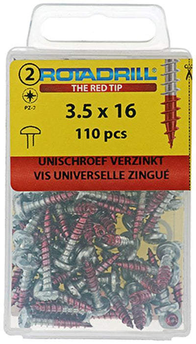 Rotadrill 1039826 - Universalschraube ck pzd vz 3,5x16mm (110) | 6 Stück