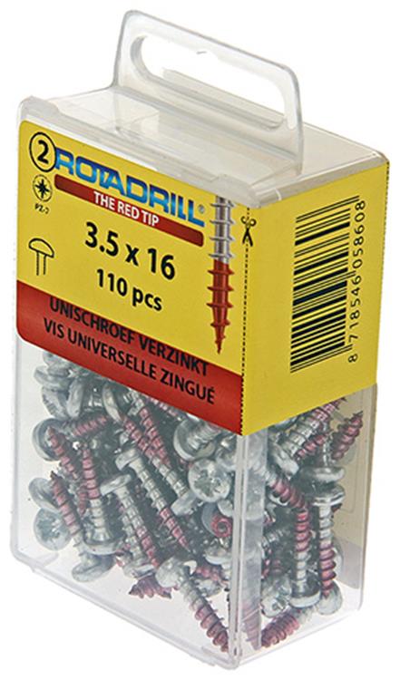 Rotadrill 1039826 - Universalschraube ck pzd vz 3,5x16mm (110) | 6 Stück