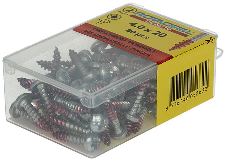 Rotadrill 1039829 - Universalschraube ck pzd vz 4,0x20mm (80) | 6 Stück