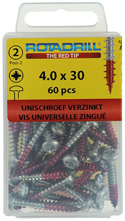 Rotadrill 1039830 - Universalschraube ck pzd vz 4,0x30mm (60) | 6 Stück