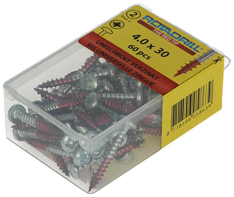 Rotadrill 1039830 - Universalschraube ck pzd vz 4,0x30mm (60) | 6 Stück