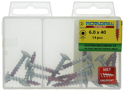 Rotadrill 1039917 - Holzbauschraube Senkkopf vz tx 6,0x40mm (14) | 6 Stück