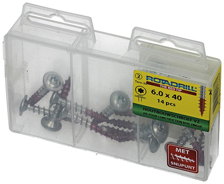 Rotadrill 1039917 - Holzbauschraube Senkkopf vz tx 6,0x40mm (14) | 6 Stück