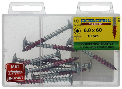 Rotadrill 1039918 - Holzbauschraube Senkkopf VZ TX 6,0x60mm (10) | 6 Stück
