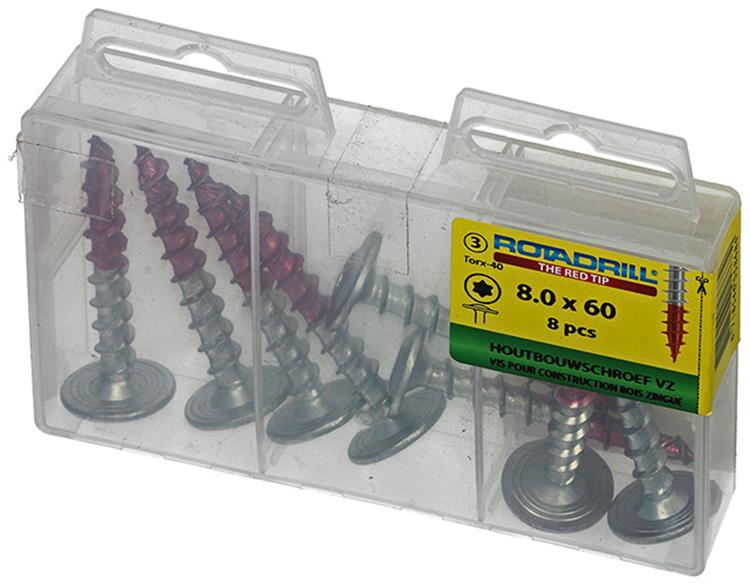 Rotadrill 1039919 - Holzbauschraube Senkkopf VZ TX 8,0x60mm(8) | 6 Stück