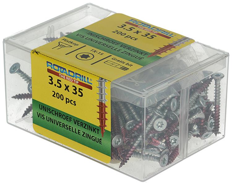 Rotadrill 1039990 - Universalschraube vktx vz 3,5x35mm (200) | 4 Stück