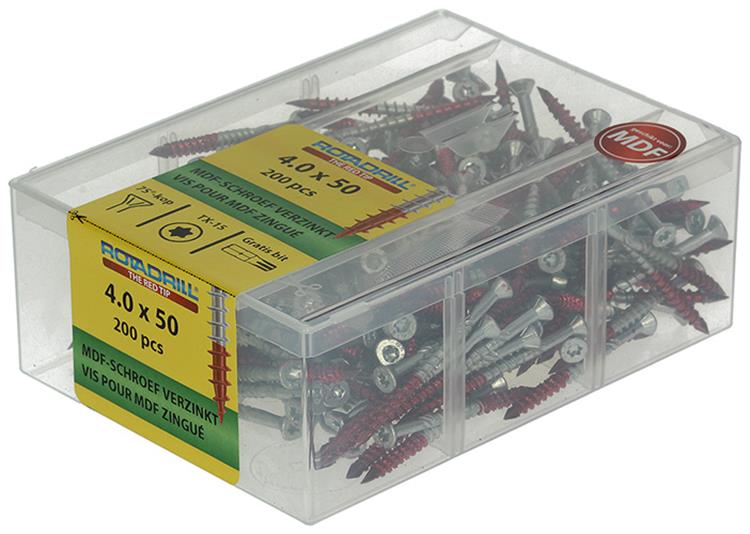 Rotadrill 1040010 - MDF-Schraube 75°-vk tx vz 4,0x50mm (200) | 4 Stück