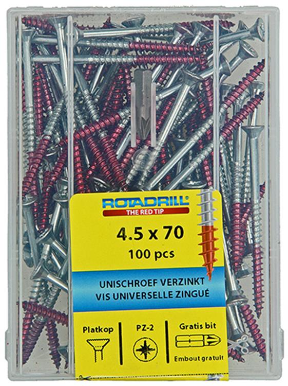 Rotadrill 1040026 - Universalschraube vkpzd vz 4,5x70mm (100) | 4 Stück