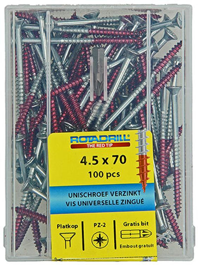 Rotadrill 1040026 - Universalschraube vkpzd vz 4,5x70mm (100) | 4 Stück