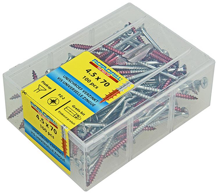 Rotadrill 1040026 - Universalschraube vkpzd vz 4,5x70mm (100) | 4 Stück