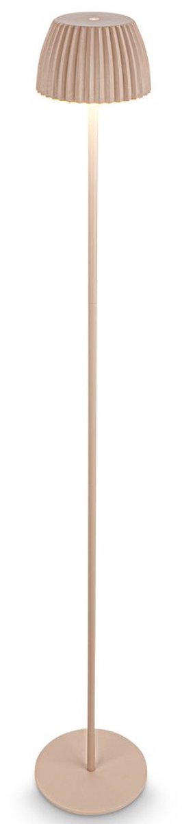 B.k.licht Briloner Champ – wiederaufladbare Stehleuchte – kabellose Stehleuchte – dimmbar – höhenverstellbar – für drinnen und draußen – Beige – ø19 x 124 cm