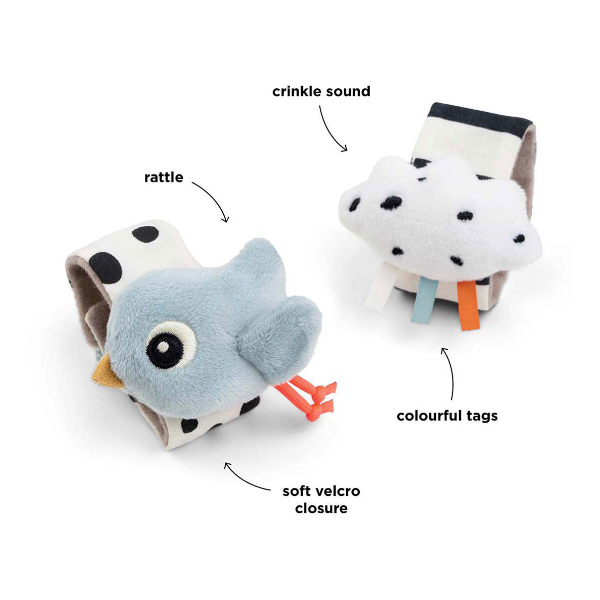 Erledigt von Hirsch Handgelenk Rassel Happy Clouds Blue, 2..