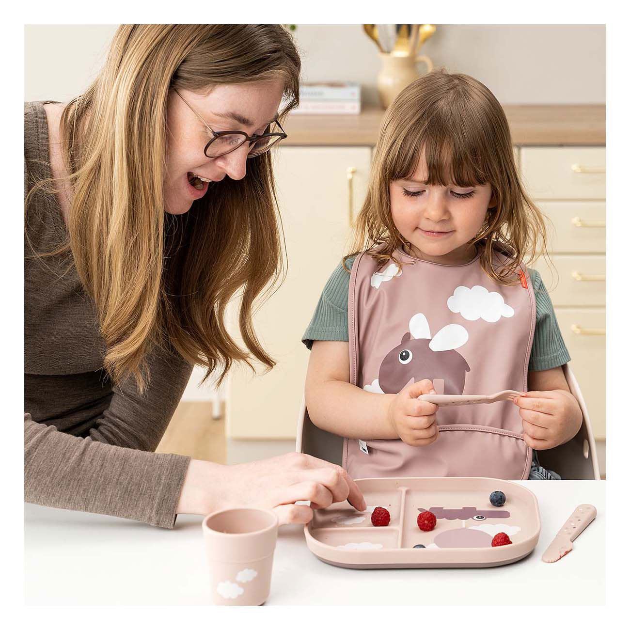 Erledigt von Hirschkompartmentplatte Happy Clouds Pink