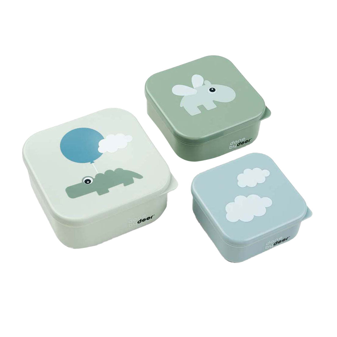 Fertig von Hirsch Snackbox Happy Clouds Green, 3st.