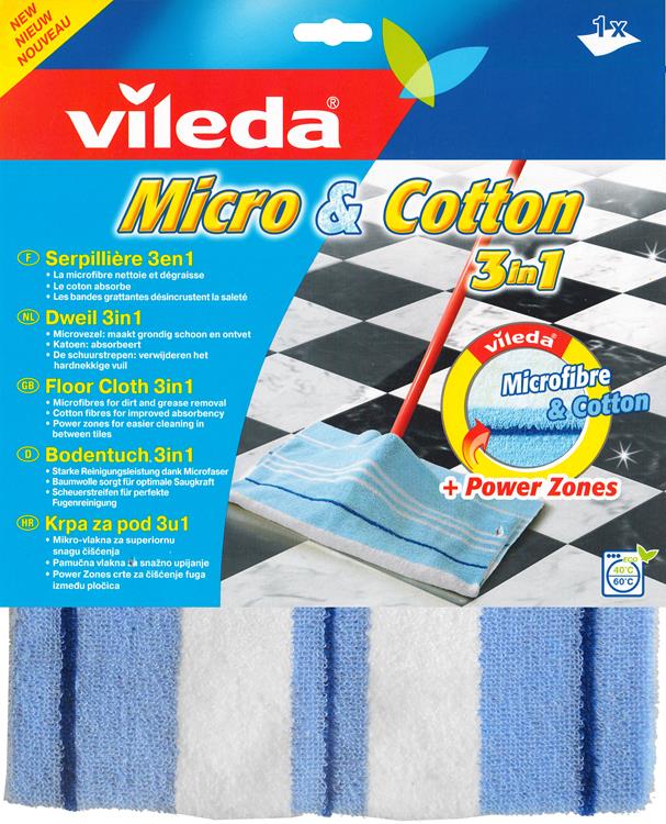 Vileda 1002839 – Mikro-Baumwollmopp 50 x 60 | 12 Stück