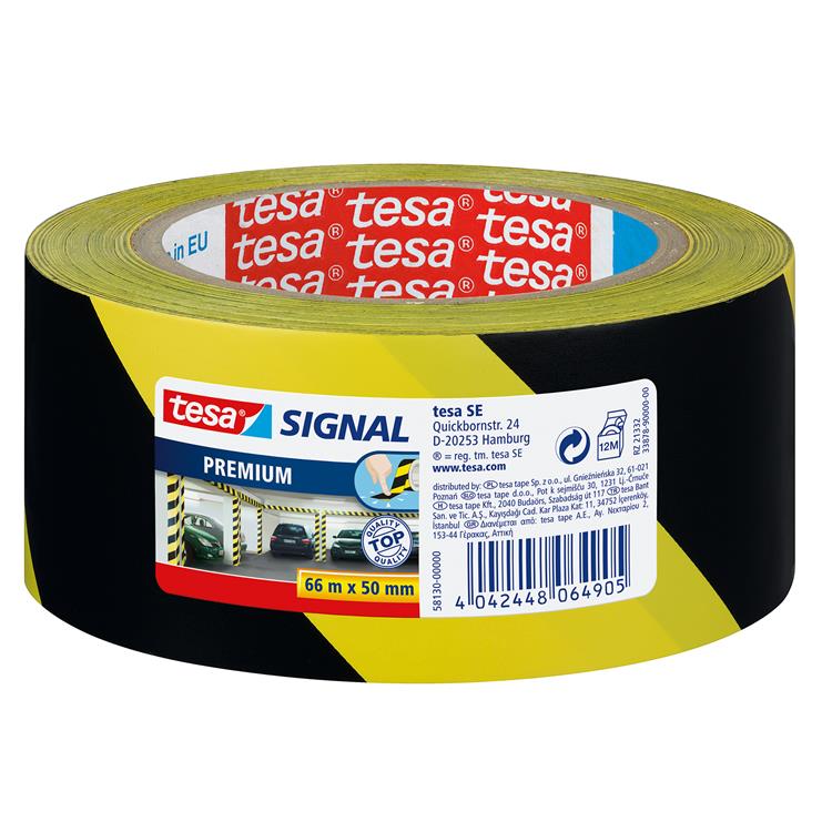 Tesa 1004951 - Warnband schwarz gelb 66 m: 60 mm | 6 Stück