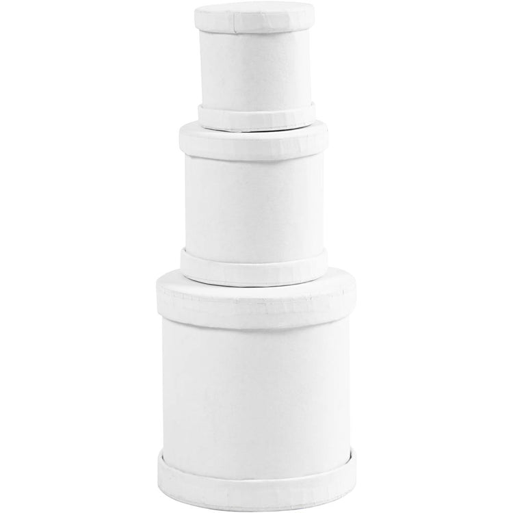 Creativ Company Trommelbox-Set, H: 4+5+7 cm, T 4+5+6,5 cm, weiß, 1 Set