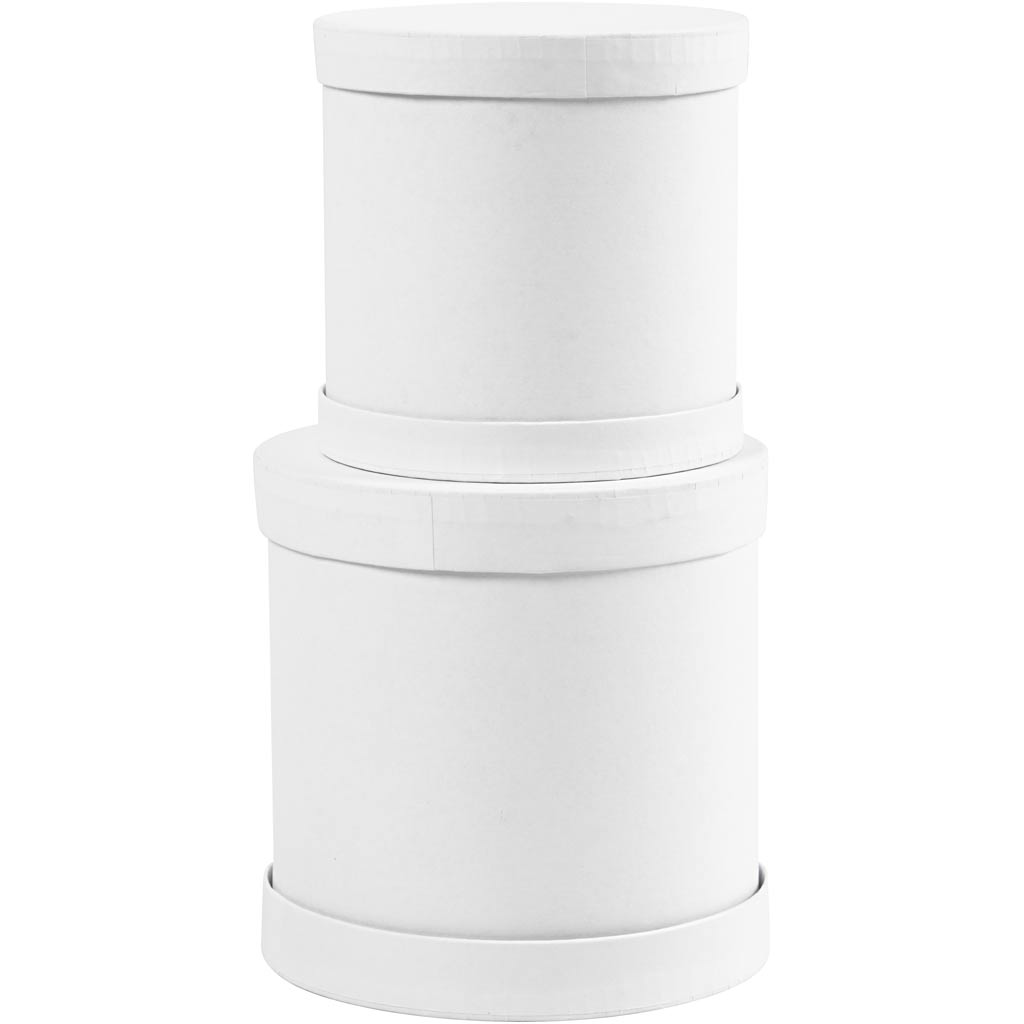 Creativ Company Trommelboxen-Set, H: 11+13 cm, T 11+13 cm, weiß, 1 Set