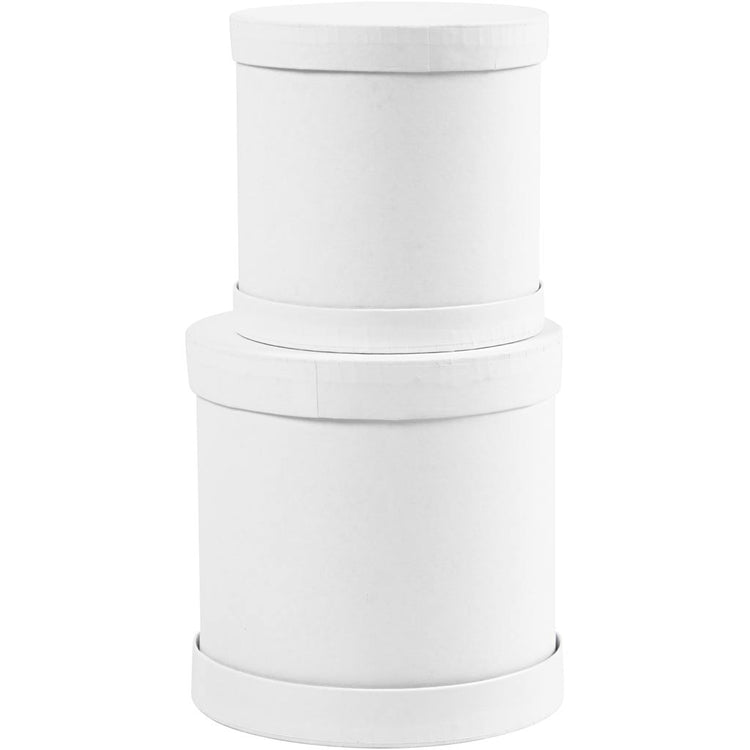 Creativ Company Trommelboxen-Set, H: 11+13 cm, T 11+13 cm, weiß, 1 Set