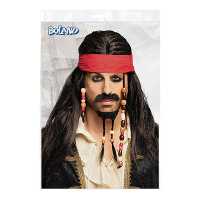 Boland -Perücken -Tobias mit Bandana, Schnurrbart und Bart