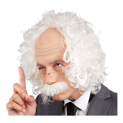 Perücke Einstein mit Schnurrbart und Brille