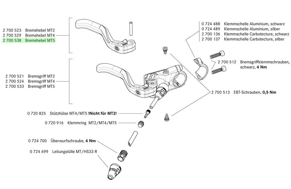 Magura MT5 Bremshebel 2-Finger Aluminium ab 2015