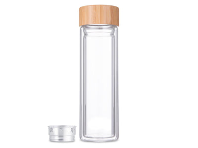 Svenska Living doppelwandige Glasflasche mit Edelstahlsieb