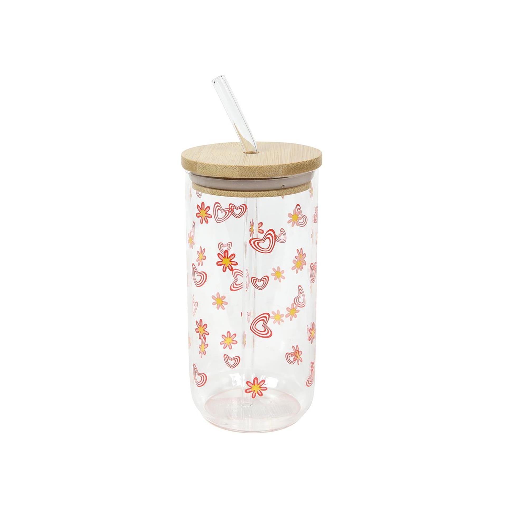 Trinkglas mit Strohhalm und Deckel 500 ml