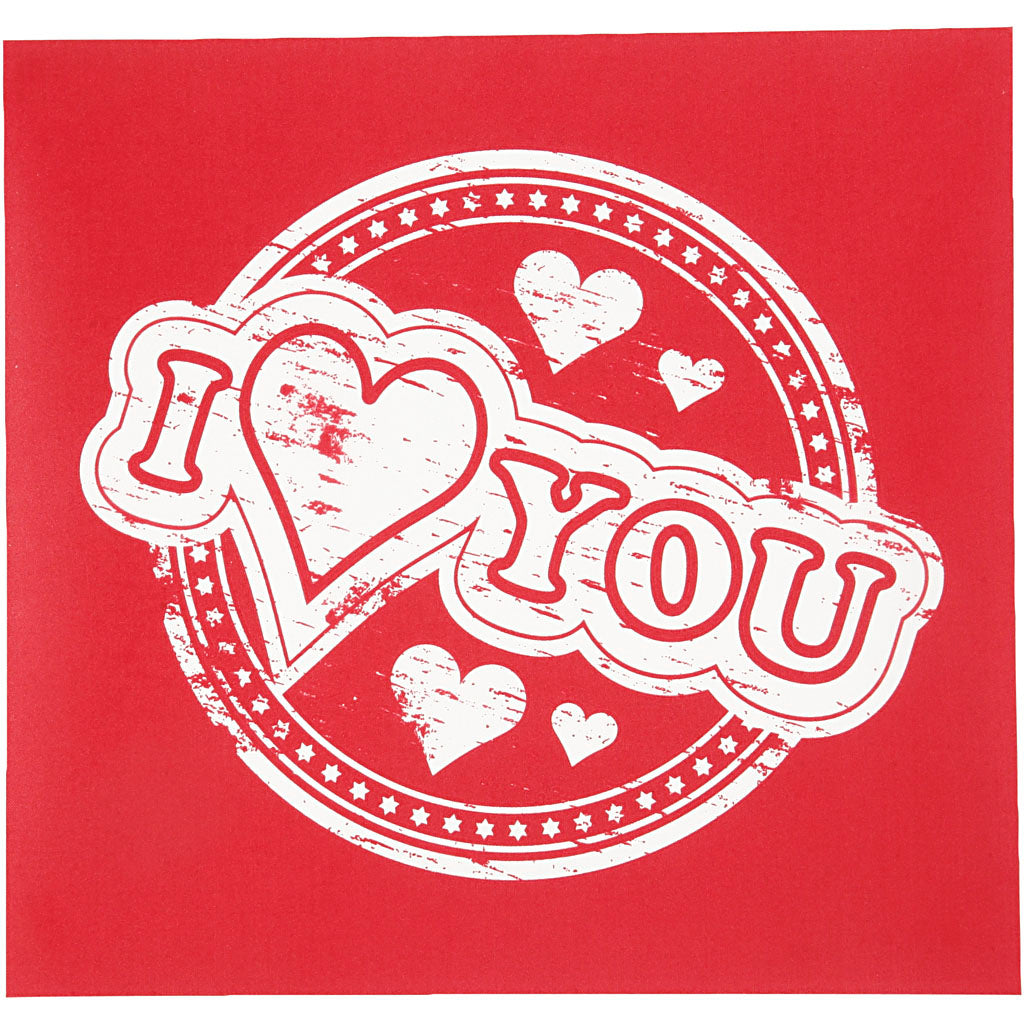 Bildschirmschablone, ich liebe dich, vel 20x22 cm, 1 Blatt