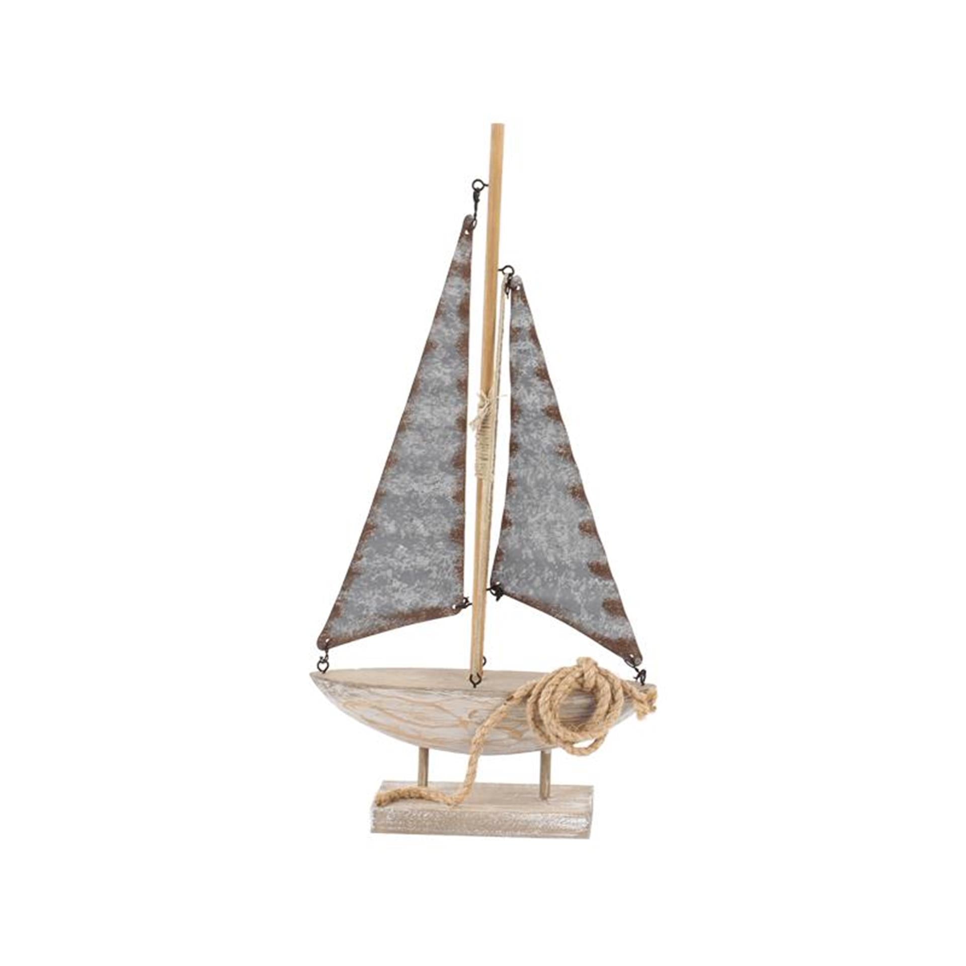 Cosydecor Segelboot Holz Zink 19x5x38cm