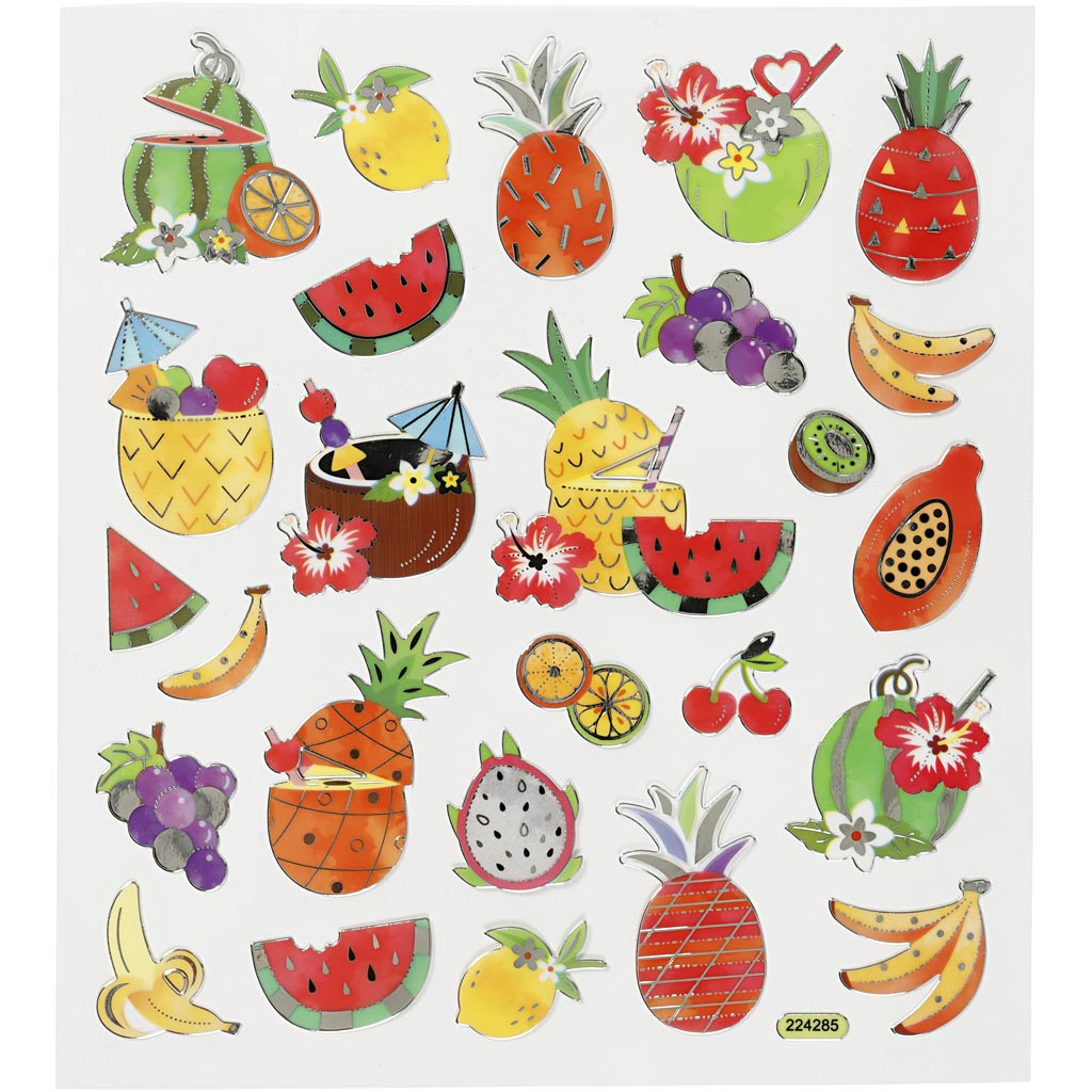Creativ Firmenaufkleber, exotische Früchte, Blatt 15x16,5 cm, 1 Blatt