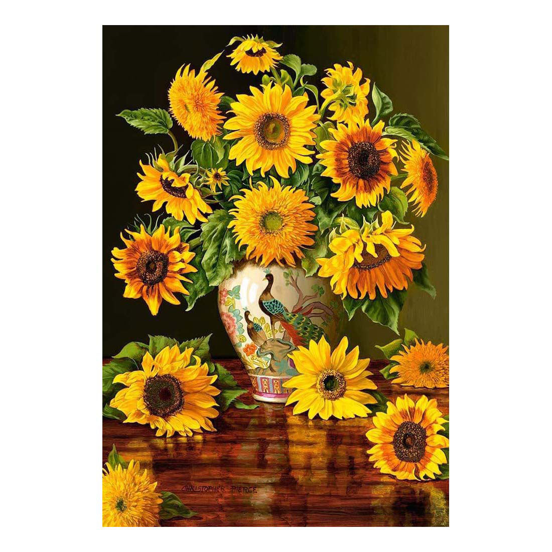 Selecta Castorland Puzzle Sonnenblumen in einer Pfauenvase, 1000 Teile.