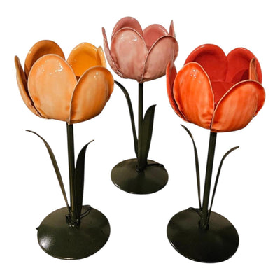 Mansion Atmosphäre Teelichthalter Tulpe Pastell 7,5x19cm