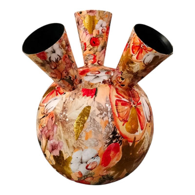 Mansion Atmosphäre Tulpenvase Blume Orange Gold 20x29cm