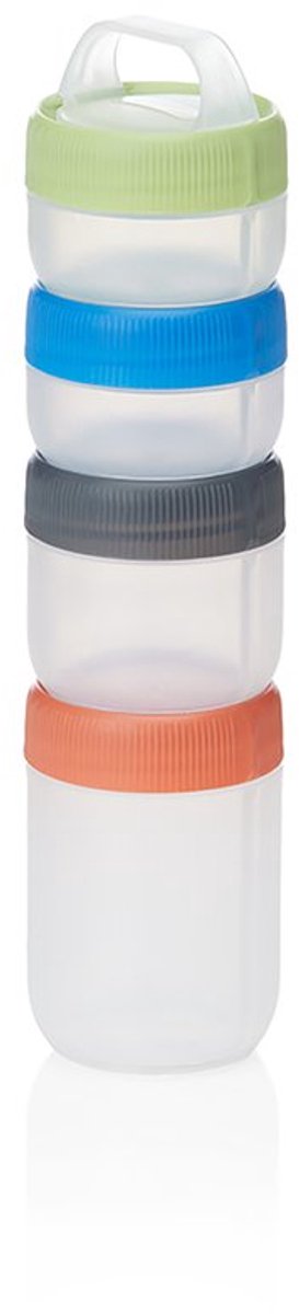 Human Gear Humangear – Stax – klein – klares Spektrum – Starter-4er-Pack – Aufbewahrungsbox – stapelbar – leicht
