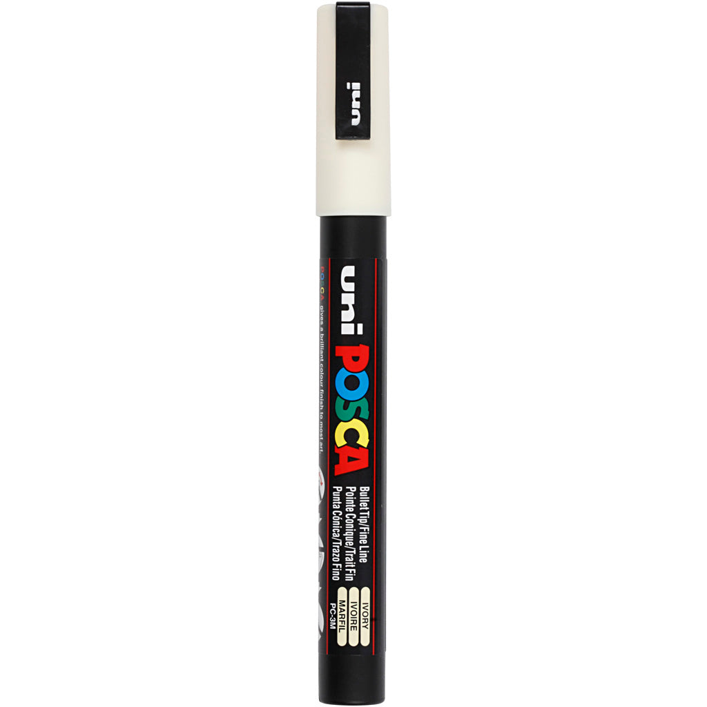 UNI-POSCA POSCA-Marker, AFM-PC-3M, Leitungsdicke 0,9-1,3 mm, fein, Elfenbein, 1 Stück