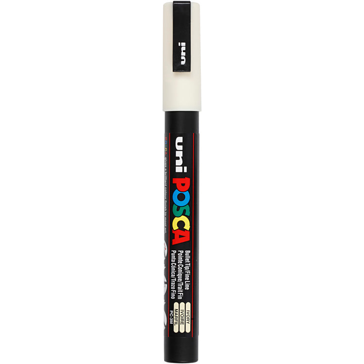 UNI-POSCA POSCA-Marker, AFM-PC-3M, Leitungsdicke 0,9-1,3 mm, fein, Elfenbein, 1 Stück