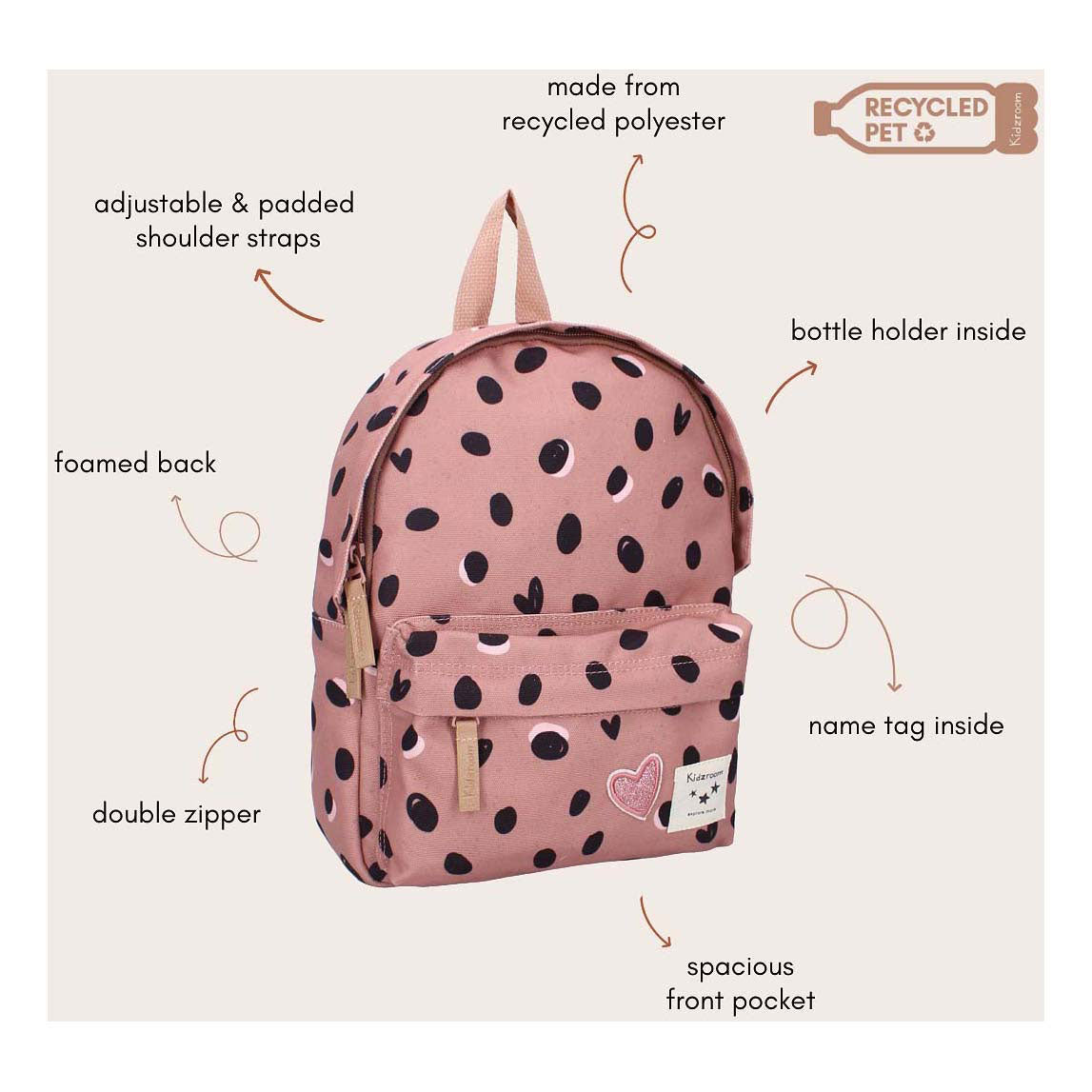 Kidzoom Rucksack liebevolle Tage schwarze Punkte