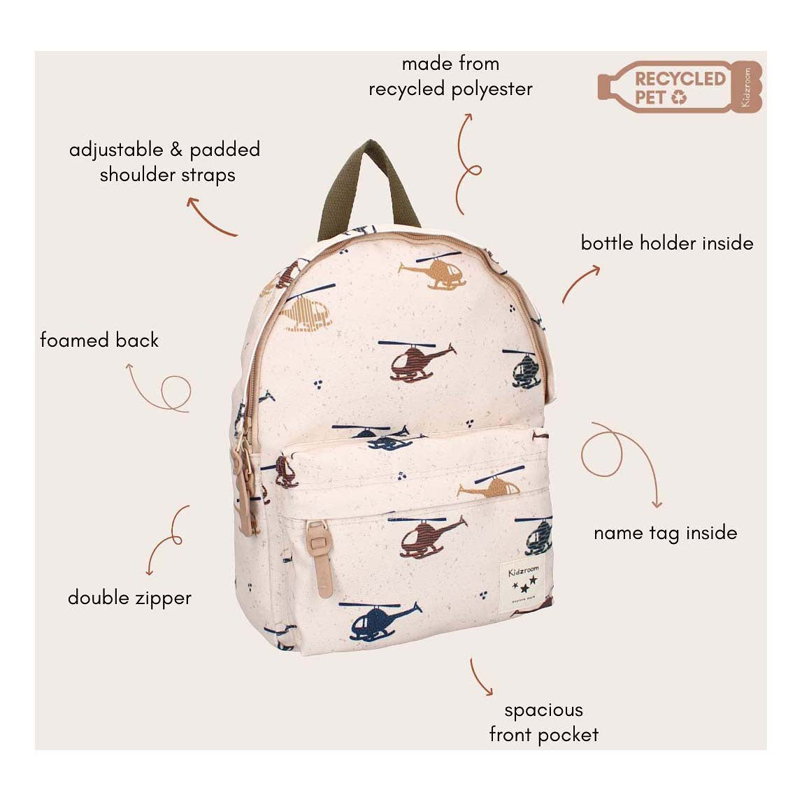 Kidzroom Rucksack Paris Sweet Cuddles Flugzeuge