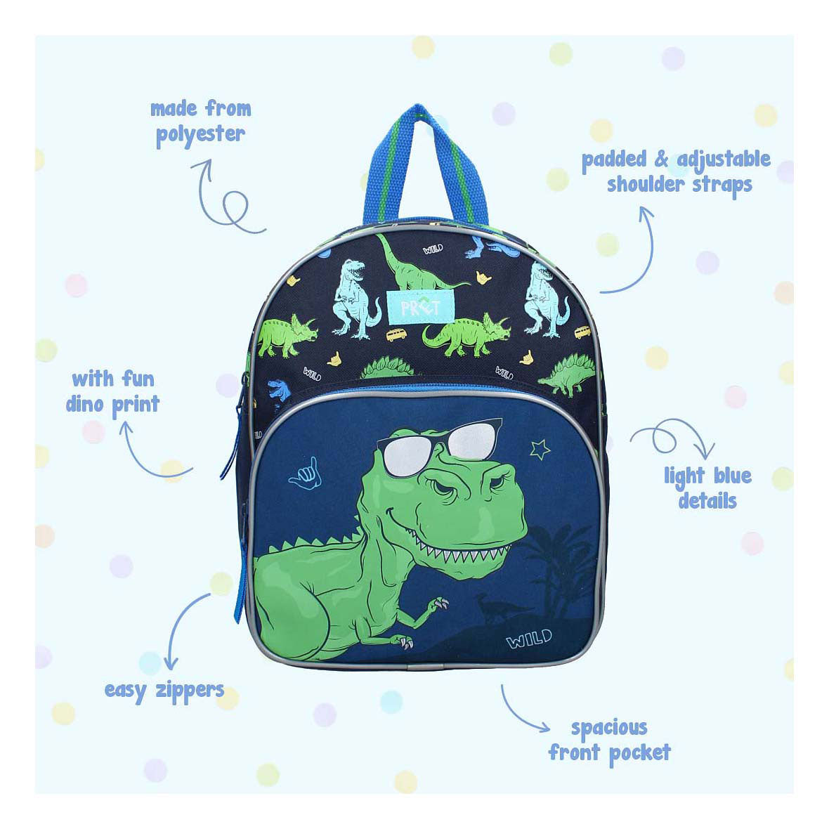 Vadobag lustiger Rucksack Happy Go Lucky Dino