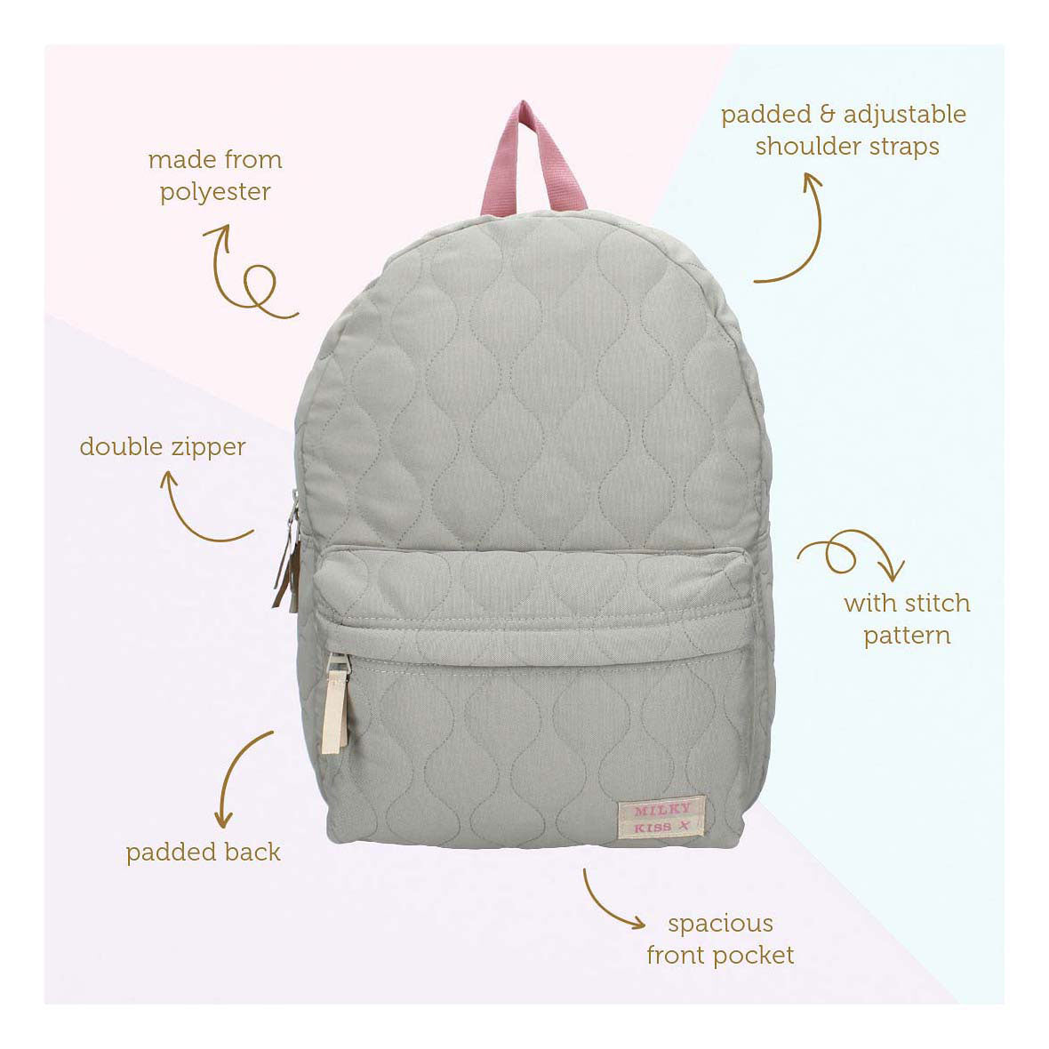 Rucksack milchig Kuss süßes Bliss Grün 39 x 29 x 12 cm